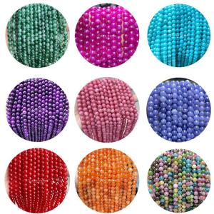 Wholesale Wholesale Natural Crystal Gemstone Round Chalcedony Beads Jade Round Loose Bead Accessories for DIY Bracelet Necklace from china suppliers