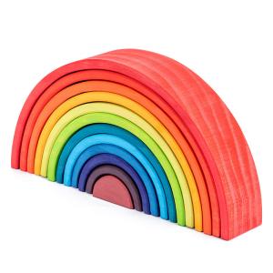 Wholesale Arched 12pcs Pastel Stacking Rainbow Wooden Block Set 38.5cm from china suppliers