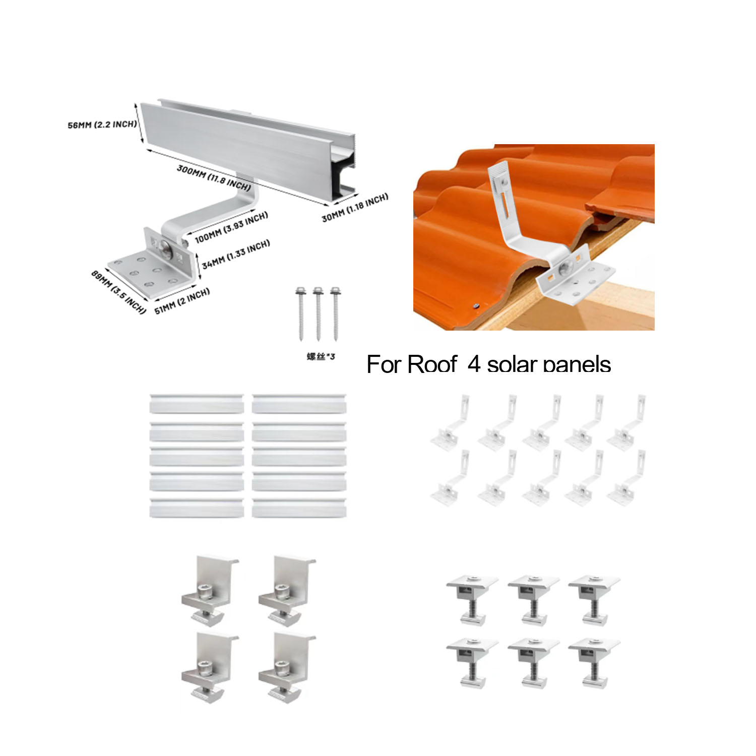 OEM Service Photovoltaic Shingle Roof Solar Hook with 60m/s Wind Load and Customized Size