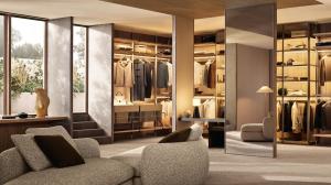 Wholesale Customized Champagne Wardrobe with Class Doors Tailored Closet from china suppliers