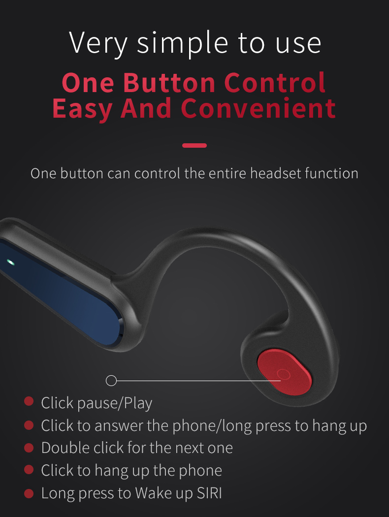 Gaming Bone Conduction Wireless Headset IPX-4 230mAh 6H Working Hours