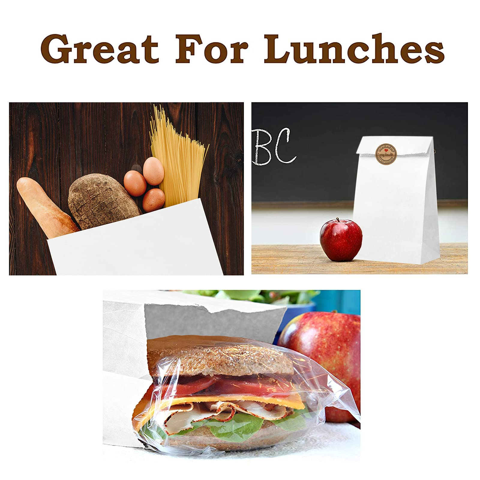 Eco Friendly White Kraft Paper Bag For Fast Food Takeaway Custom Order Logo Customized