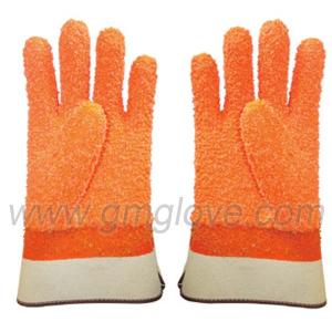 Wholesale Orange Fluorescent PVC Dipped Gloves,Safety Cuff from china suppliers