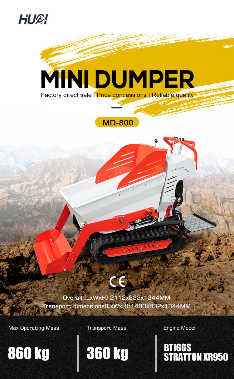 High Operating Efficiency Ton Crawler Mini Rubber Vibration Diesel Dumper Self Loading