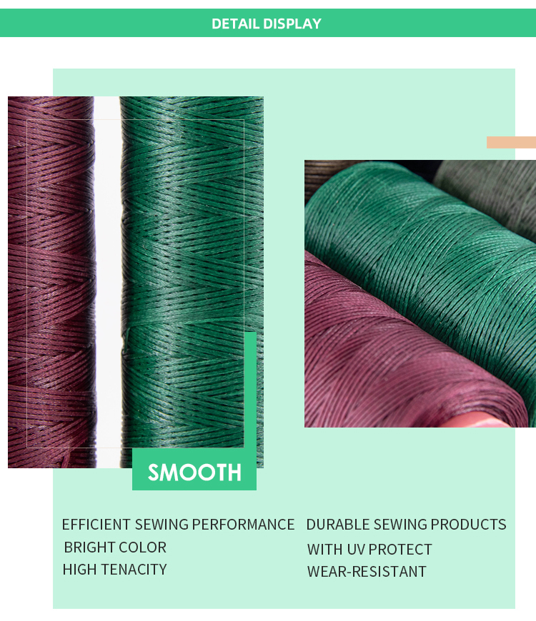 210D/16 High Tenacity 200M Flat Polyester Waxed Thread 1mm For Shoes Sewing Leather