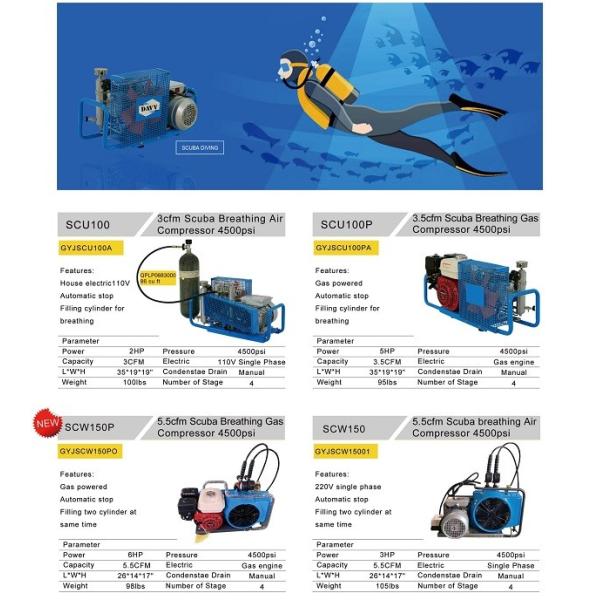 300 Bar High Pressure Portable Scuba Air Compressor Diving Breathing 4500psi