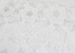 3D Polyester White Embroidered Lace Fabric , Wedding Dress / Wedding Gown Lace