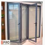 Powder Coated Aluminium Bifold Doors Anti Aging Folding Panel Doors GLASS