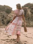 Red Color Floral Casual Dress High Waisted Summer Printed Dresses