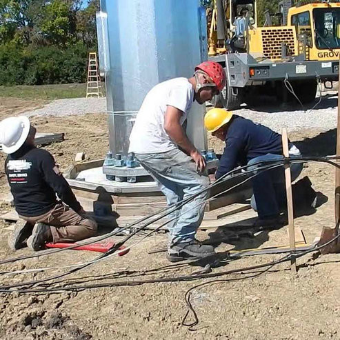 Triangular Single Tube ASTM Monopole Steel Tower