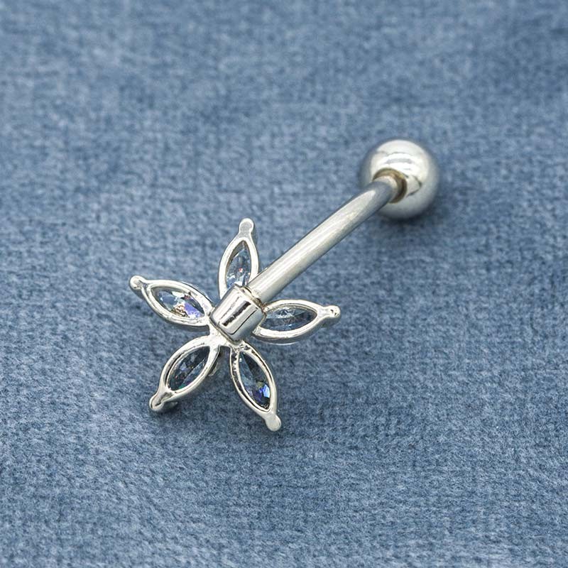 Shiny Zircons belly button piercing flower 316 stainless steel OEM ODM