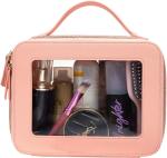 Travel Toiletry Cosmetic Bag Case For Women Vegan Leather Makeup Pouch With
