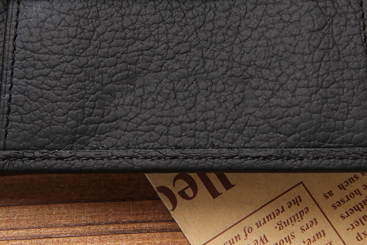 Men's Short Credit Card Holder Coin Purse Three Fold Zipper Pu Palmprint Leather Wallet