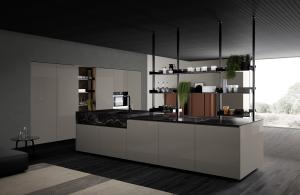Wholesale Customized UV Kitchen Cabinet Modern Kitchen Set With Black Slab Countertop from china suppliers