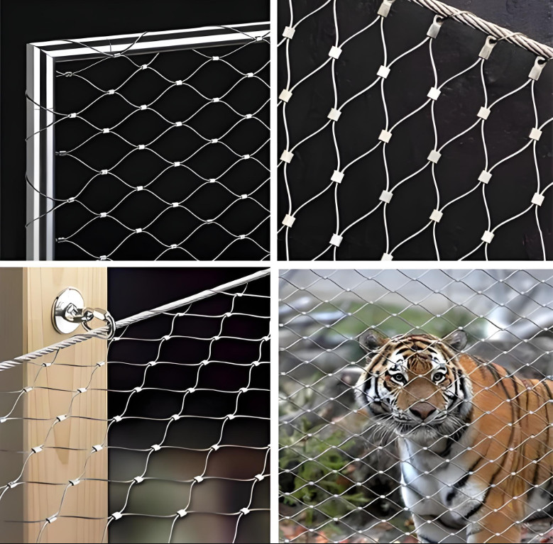 Ferrule Type Black AISI 316 Stainless Steel Wire Rope Mesh Flexible