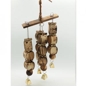 China natural bird toys with carbonized wooden beads and apple shape blcok for amazon on sale