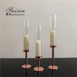 Single Rose Gold Candle Centerpieces Unity Metal Candle Holders 3 Piece Set