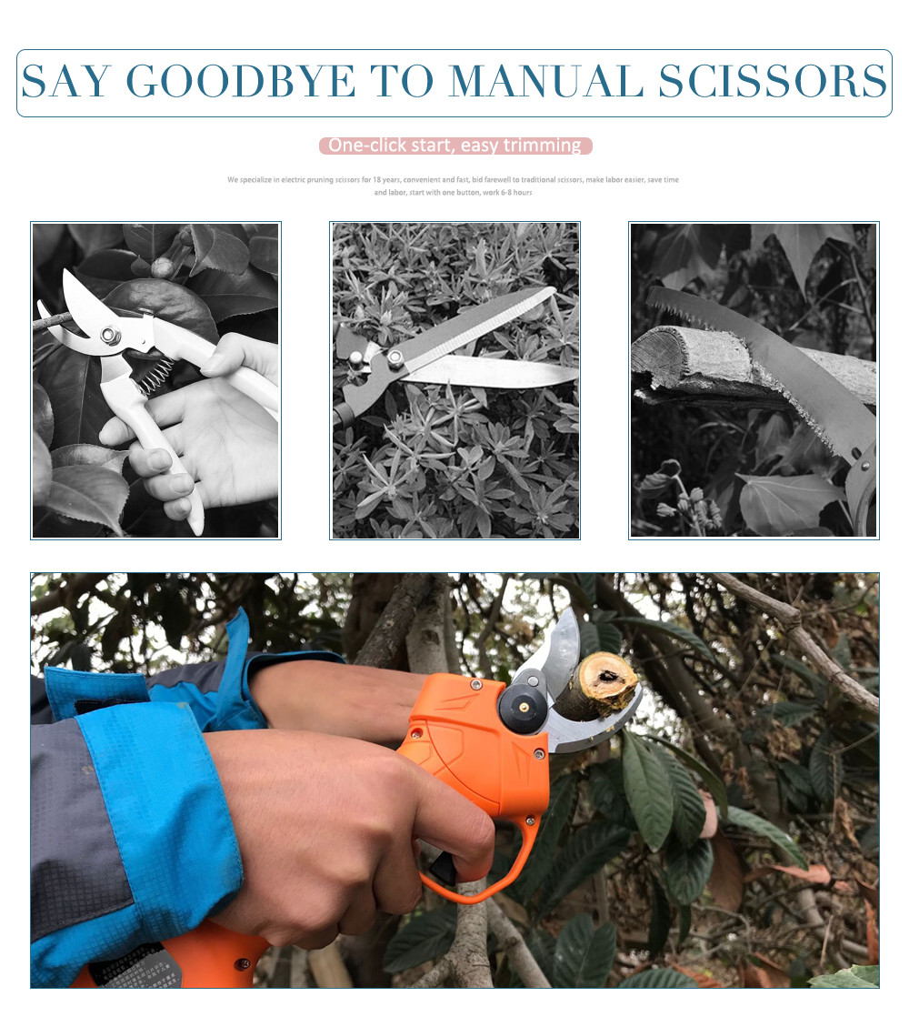 Swansoft 16.8V 2.5CM Battery Cordless Orchard Vineyard Pruner Trimming Scissors Garden Electric Pruning Shears