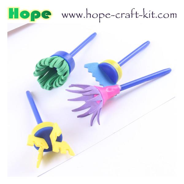 Kids DIY Hobby Acrylic Watercolor Painting Art Craft Plastic Handle Foam Paint