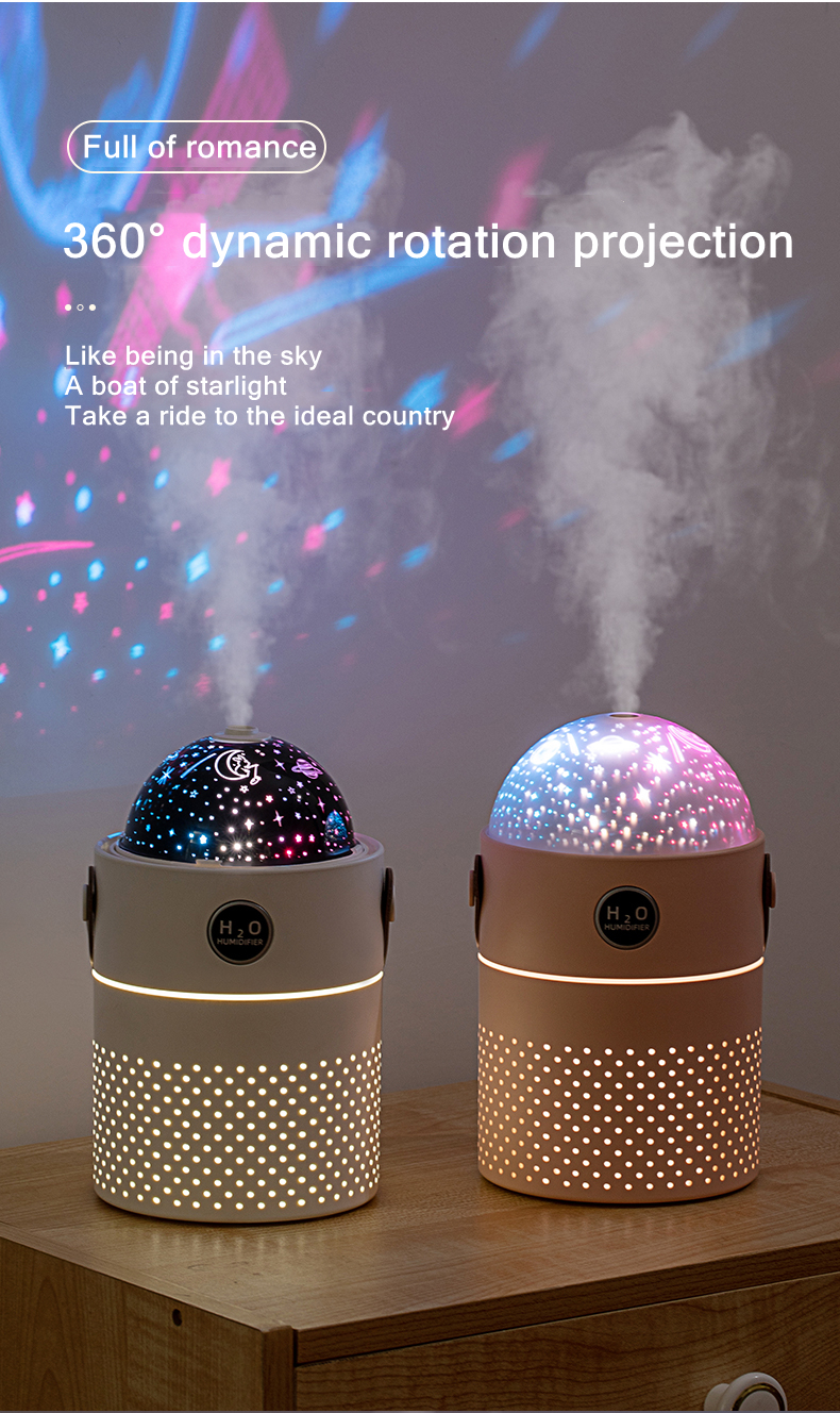 HOMEFISH Rechargeable Battery Essential Oil Diffusers 550ml Projection Air Humidifier