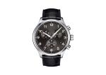 Printed Black Dial Chronograph Watch 2pcs Stainless Steel Button Brown / Black