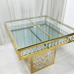Gravure Printing Wedding Banquet Table Square Mirror Gold Stainless Steel