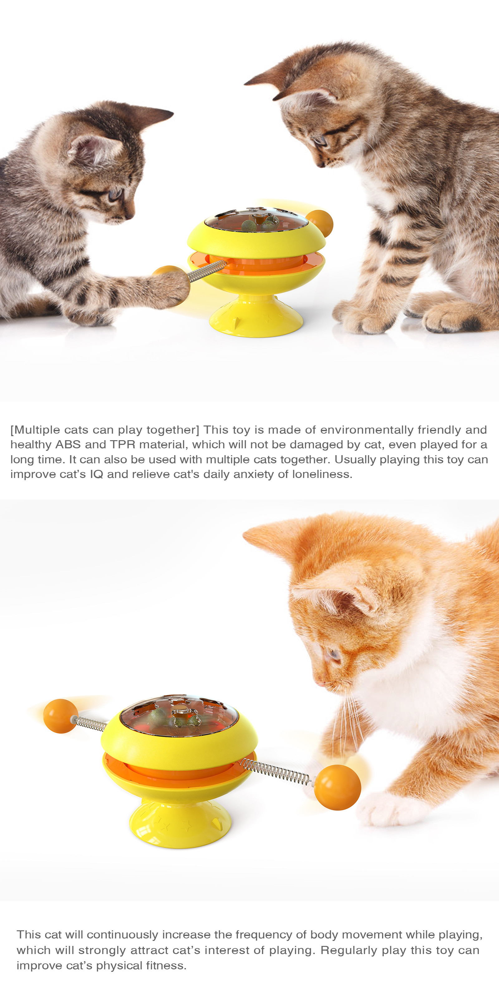 Catnip Ball Gyro Interactive Pet Toys Rotating Windmill Cat Toy ABS Turntable Function