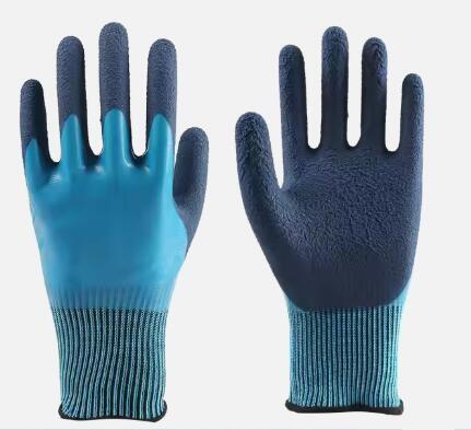 Oil Proof Double Dipped Latex Coated Gloves Anti Slip Waterproof Safety Hand