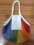 Organic Cotton Big Net Bag Womens Shopping Mesh Bags With Custom Logo Pocket