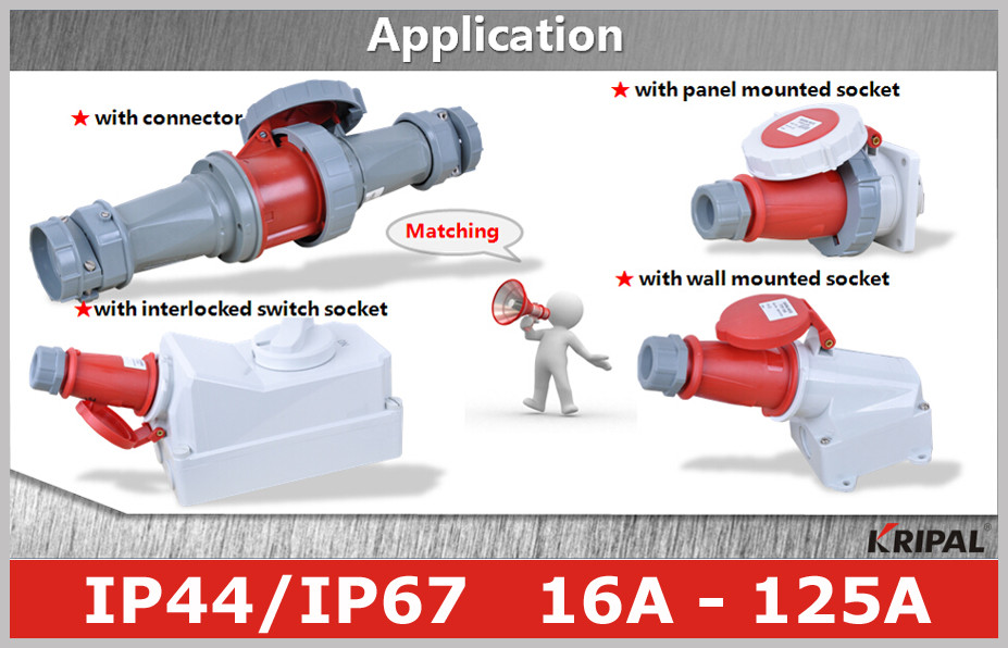 Outdoor Electric Industrial And Multiphase Power Plugs And Sockets 125A