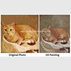 Wholesale Cat Portrait Oil Painting Hand - Painted With Texture Turn Your Photo Into A Painting from china suppliers