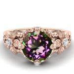 14K Gold Plated Sterling Silver Vintage Art Round Cut Mystic White Topaz