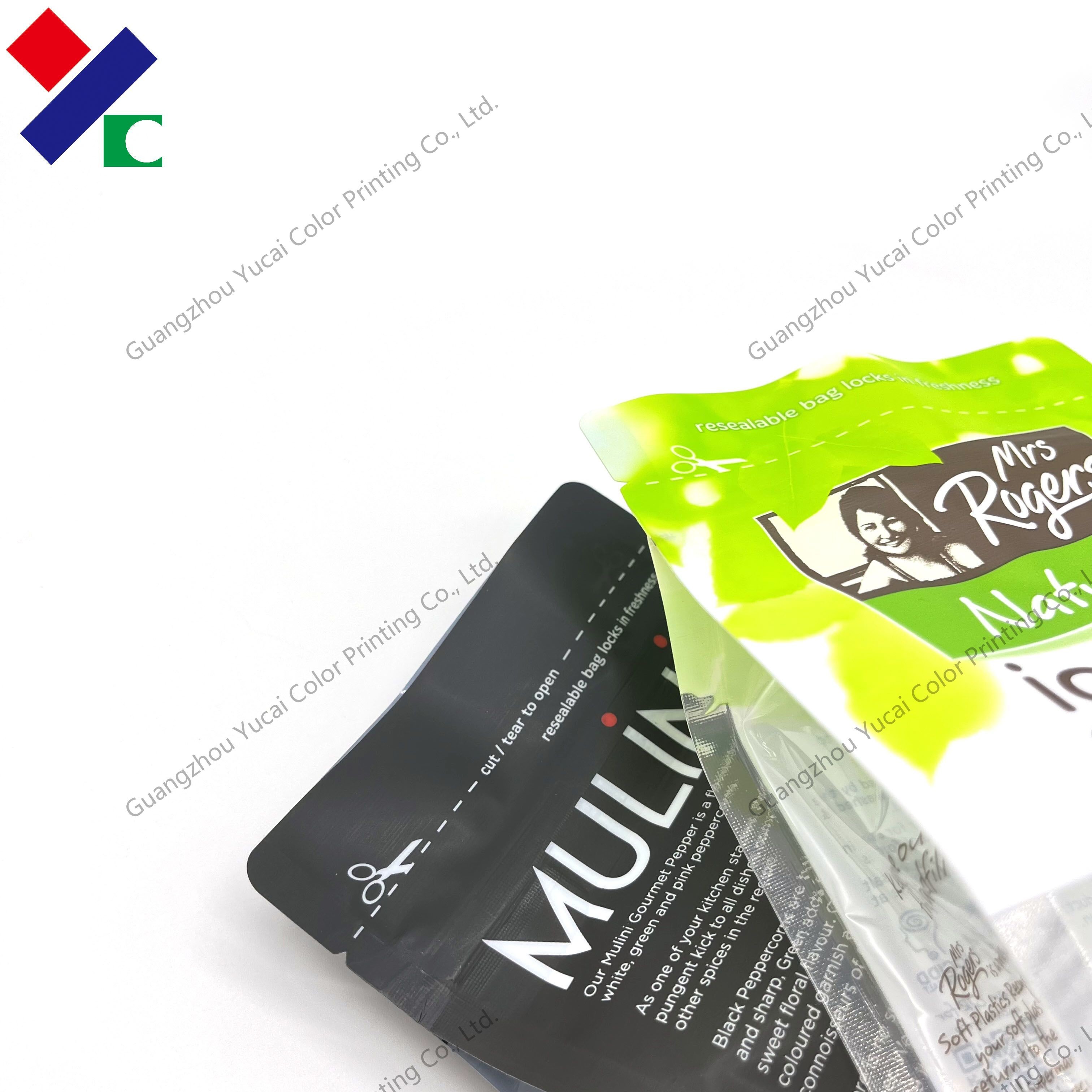 PE PE Gourmet Pepper Flat Bottom Zipper Pouch 170g Half Transparent Air Proof