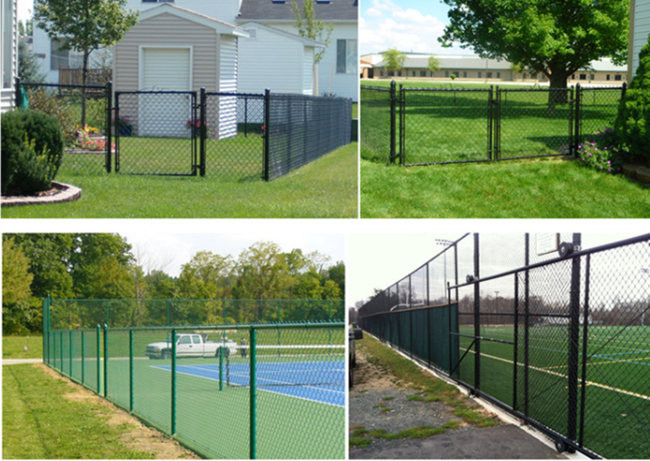 1.2mm To 5mm Pvc Coated Diamond Mesh 6m Cyclone Wire Fence For Basketball Court