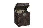 Antique Full Top Genuine Leather Storage Trunk Lifted Cover Plywood Frame For