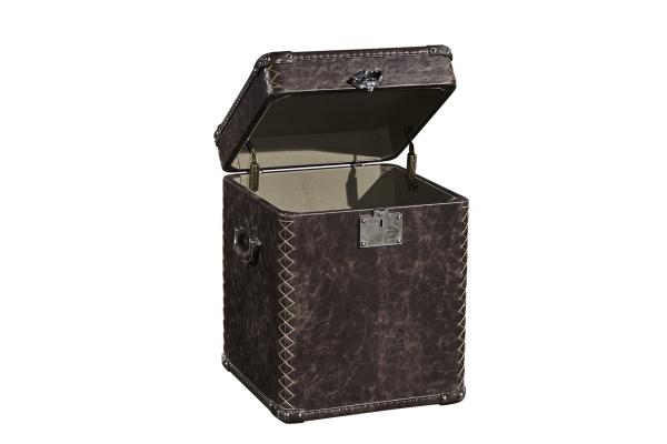 Antique Full Top Genuine Leather Storage Trunk Lifted Cover Plywood Frame For