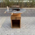 Outdoor Kitchen Cooking Corten Steel Bbq Brazier Fire Pit Smoker Barbecue Grill