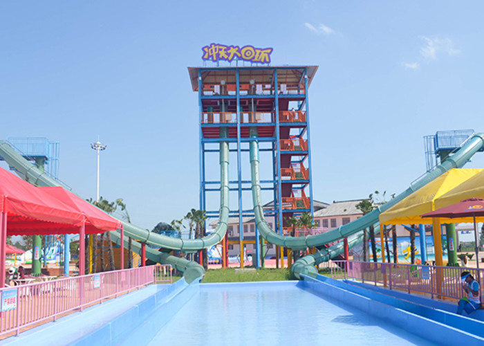 Fiberglass Outdoor Spiral Slide Water Pool Slide Playground For Amusement Park
