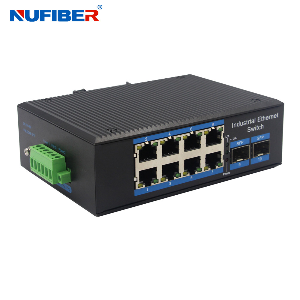 NuFiber Industrial Ethernet Unmanaged Switch 8x10 / 100 / 1000base-T SFP Port
