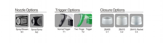 All Plastic Bottle Trigger Sprayer With Two Finger Trigger 28/400 28/410