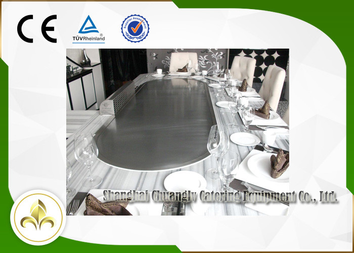 Safe High Efficiency Indoor Flat Top Grill Electric Teppanyaki Table OEM