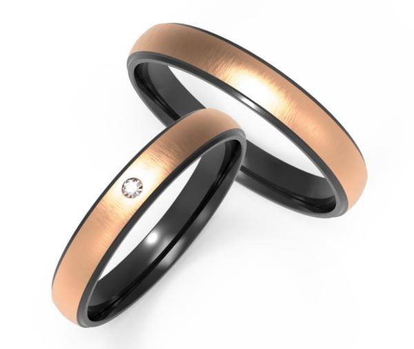 Rose Gold Fashion Men's Jewelry Set Zircon With Black Titanium Inside The Couple