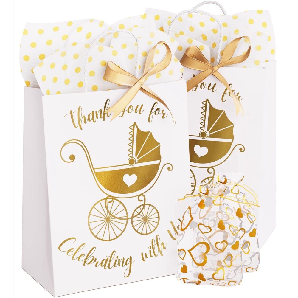 Cartoon Baby Girl Gift Paper Bag With CMYK 4 Color Offset Printing and Folding Style