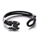 New arrival body jewelry stainless steel leather bracelet northskull bracelet