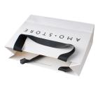 Mini White Branded Paper Bags Company Logo Promotional For Business Emboss