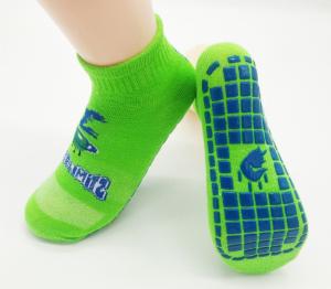 Wholesale Green Color Unisex Trampoline Grip Socks Ankle Length Socks Safety Jumping Sock from china suppliers