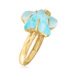 Italian Blue Enamel Starfish Hoop Earrings in 14kt Yellow Gold. 1 1/4