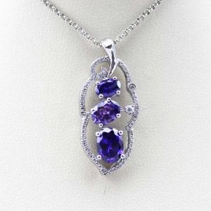 Wholesale 925 Silver Jewelry Amethyat CZ Diamonds Leaf ShapeThree Stones Pendant (PSJ0382) from china suppliers
