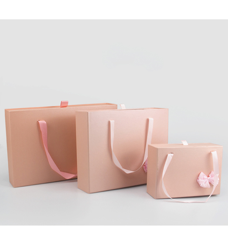 Drawer Type Storage Cardboard Box Luxury Jewelry Ribbon Bow Gift Box With Handle