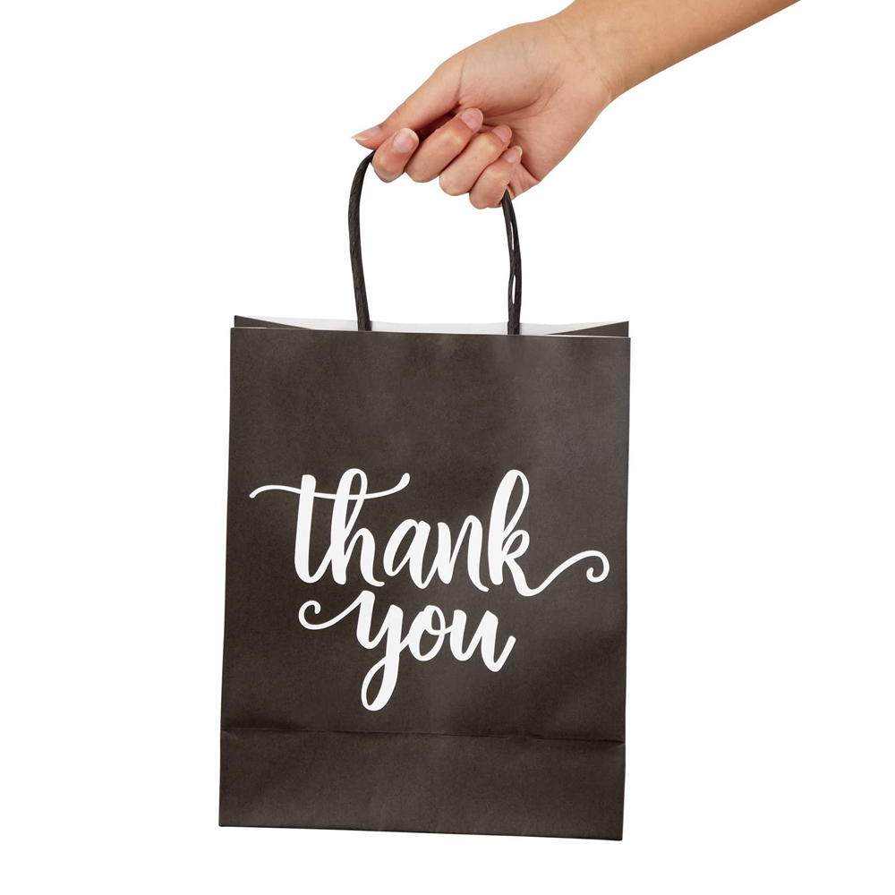 Hand Length Handle Kraft Paper Bags for Happy Birthday Party Thank You Gift Shopping